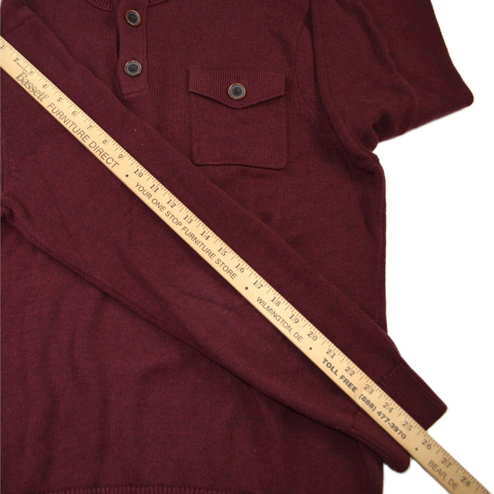 Banana Republic Mens Burgundy Mock Neck Button Pocket Sweater Size L - Picture 8 of 8